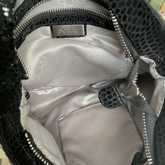 Sorial Snake-embossed Bag Rubina Leather Black Tote Crossbody Shoulder Sparkly - Picture 4 of 4